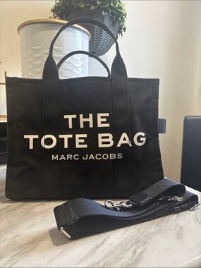 Marc Jacobs Medium Black Canvas 'The Tote Bag' with Removable Strap